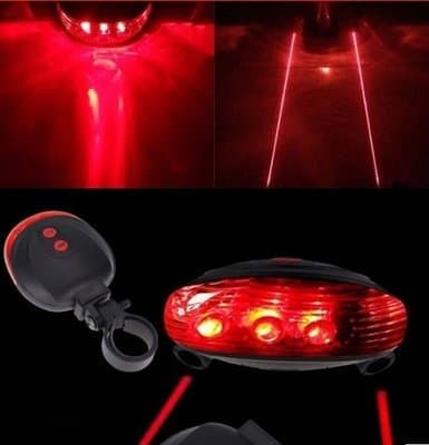5 LED BAGLYGTE TIL CYKEL MED LASER OG 5 TILSTAND