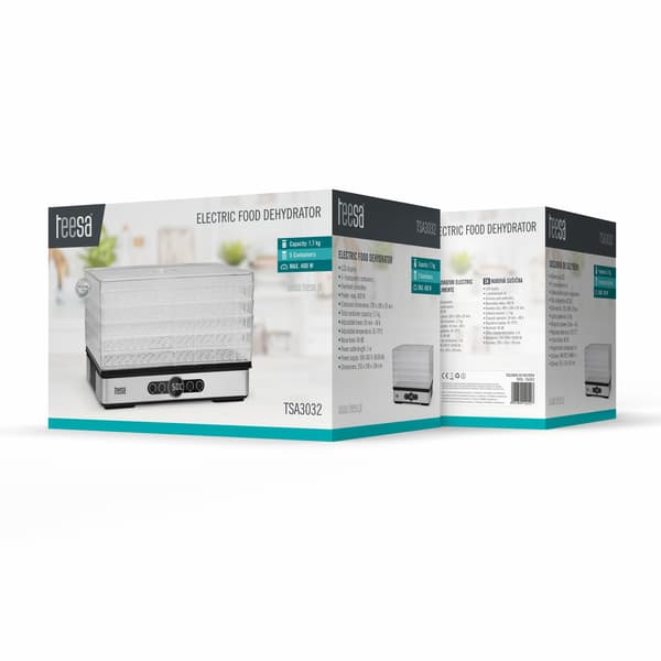 Teesa frukt- och grönsakstorkare 400W 5 brickor display termocirculation
