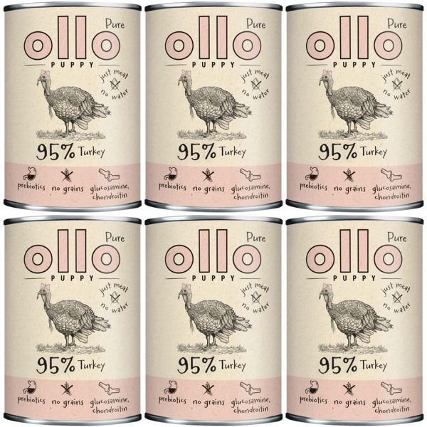 Vådfoder til hvalpe OLLO Puppy Pure Turkey 6 x 850 g