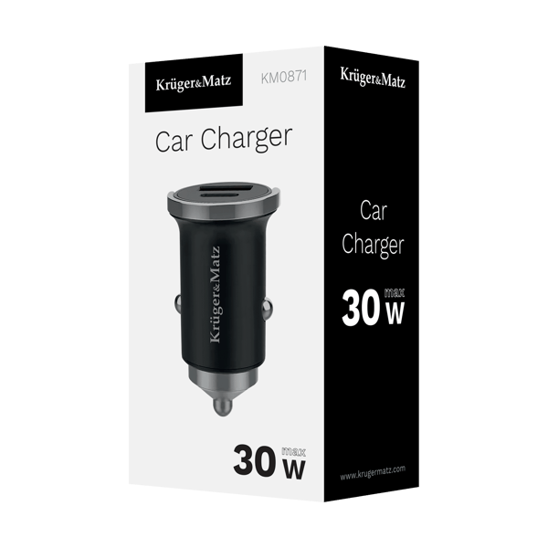Hurtig billader 30W USB-C til lighterstik 12-24V QC PD