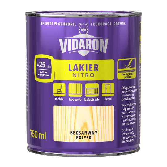 VIDARON HURTIGTØRRENDE NITROLAK, FARVELØS, 0,75 L, GLANS