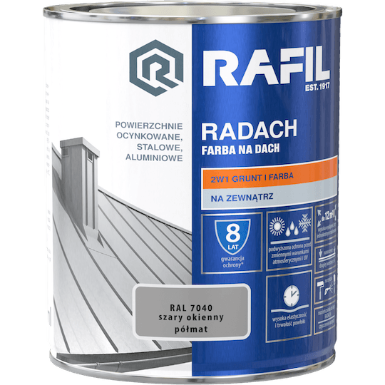 RADACH POLYVINYL-AKRYLFÄRG FÖR TAKFÖNSTER GRÅ RAL 7040 5L HALVMATTERAD