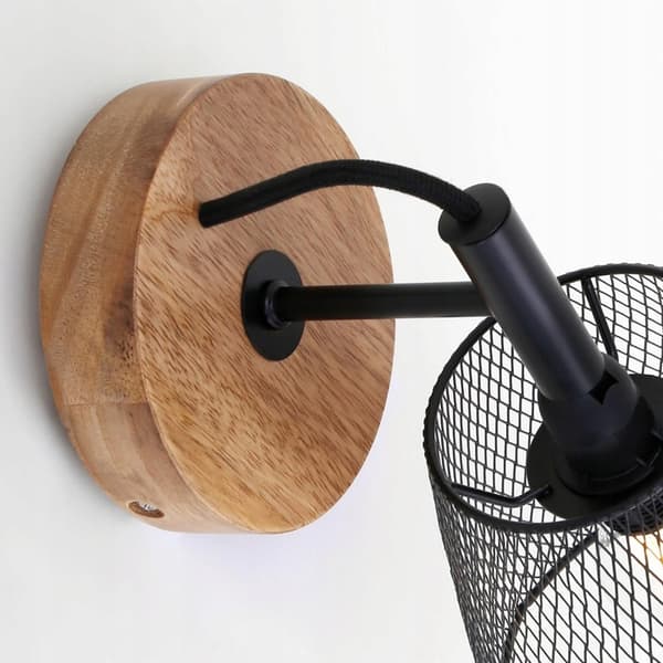 Seinävalaisin Retro Loft Lamp E14 Musta Metalli Puu - Olohuone Makuuhuone