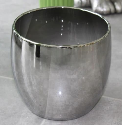 Keramisk blomkruka, silverkula, 15 cm