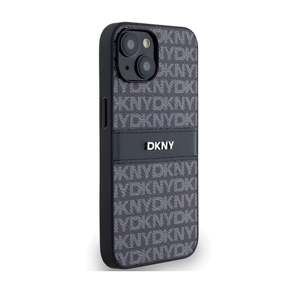 DKNY Læder Mono Stripe & Metal Logo - iPhone 15 Plus / 14 Plus Cover (Sort)