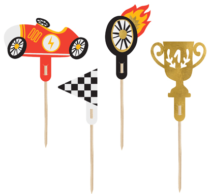 Dekorationer Cupcake toppers Biler 12 cm 4 stk.