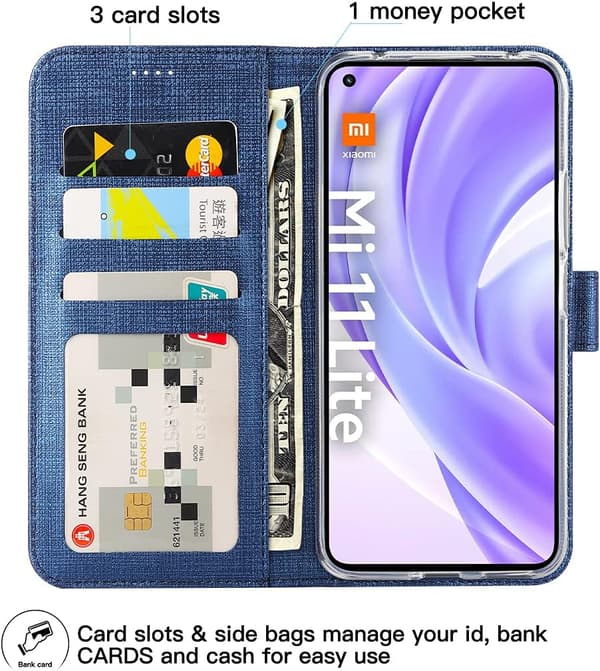 FLIP-ETUIS TIL XIAOMI MI LITE 4G/5G 6,55" BLÅ TEKSTURMATERIALE