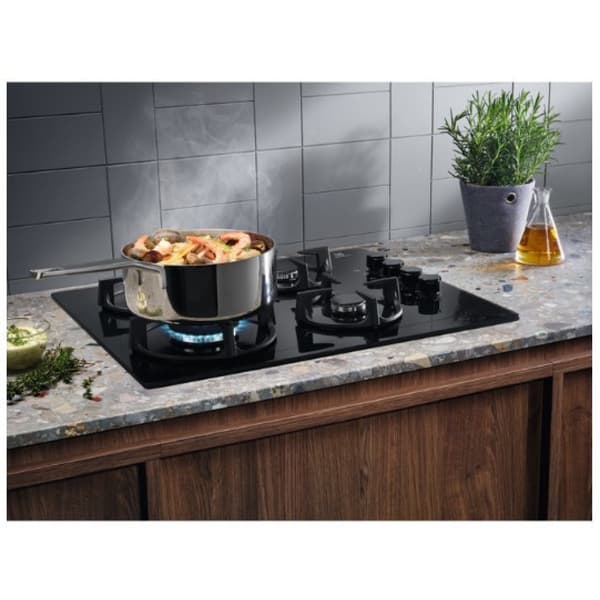 Electrolux EGG 6407K gaskomfur, 4 zoner, glas, sort