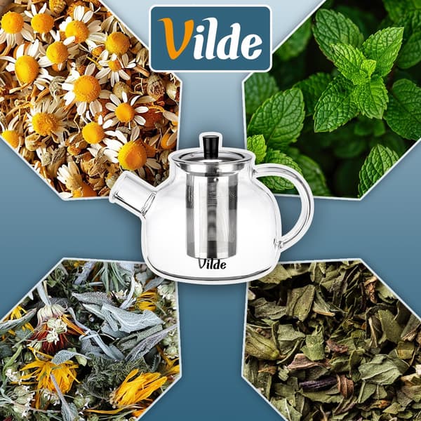 Varmebestandig glaskande med teinfuser 850 ml