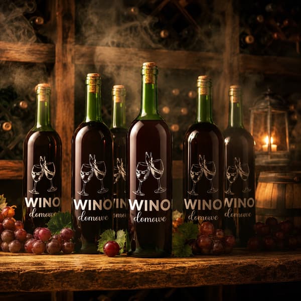 10x Vinflaskor med tryck, hemvin, grön vinflaska, 0,75l
