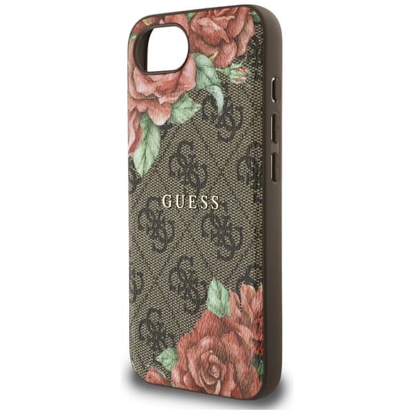 Guess 4G Blomsterprint MagSafe-etui til iPhone 16e brunt