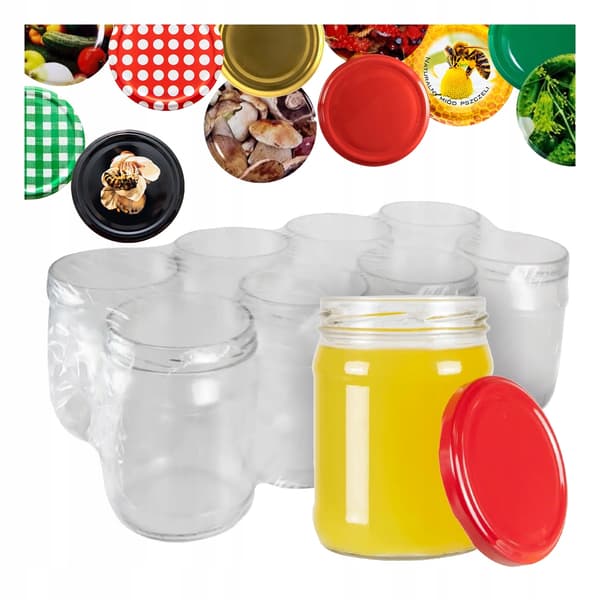 8x Glas 450ml SIMPLE til marmelade honning agurker glaskrukker syltetøj