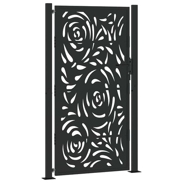 vidaXL havelåge sort 105x180 cm stål flammemønster