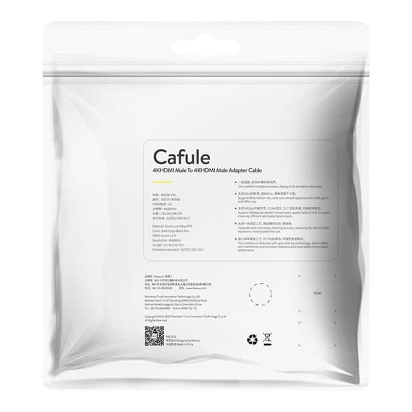 Baseus Cafule HDMI 2.0-kabel, 4K, 3D, 1m (svart-grå)