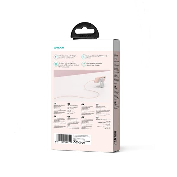 Joyroom Multi-Color Series S-A34 USB-A / Lightning 3A Kabel 1m - Lyserød
