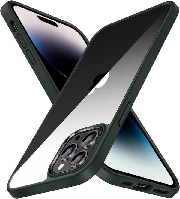 ETUI TIL APPLE IPHONE 14 PRO MAX SILIKONE GRØN RAMME + HÆRDET GLAS