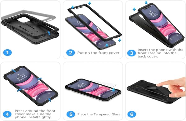 BUMPER ETUI TIL APPLE IPHONE 11 PRO SORT + 2x HÆRDET GLAS A2160