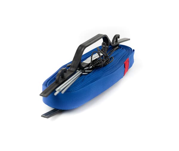 Badmintonlinor, justerbara [max planbredd 6,15x13,4 m] bandbredd 4 cm, blå, markfäste: stift
