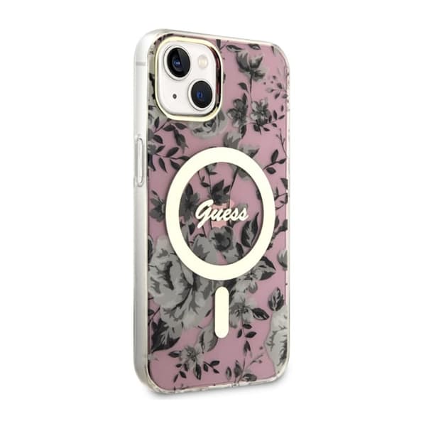 Guess Flower MagSafe - iPhone 14 Plus cover (lyserød)