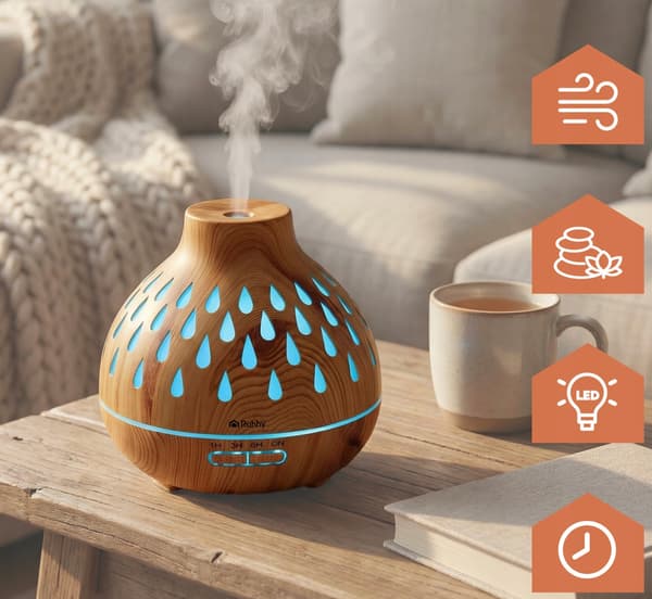 AROMATERAPI-DIFFUSER LUFTFUGTER 400ML LED AROMATERAPI-TIMER FJERNBETJENING