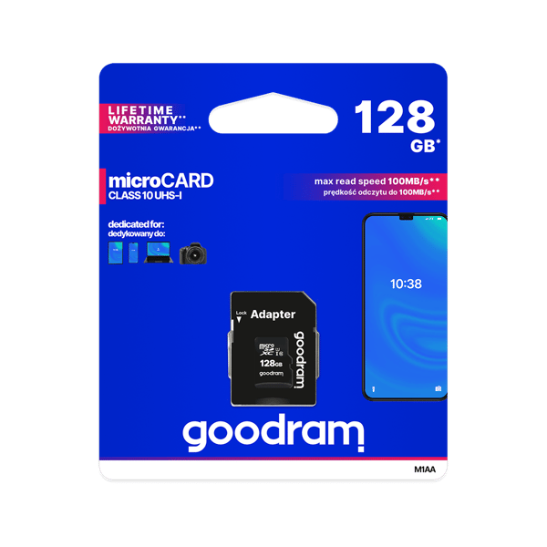 Goodram hukommelseskort microSD 128 GB Class 10 UHS-I SD-adapter