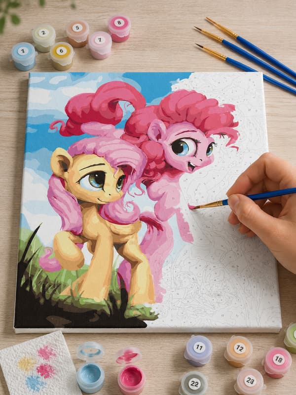 Maleri efter tal med ramme Billeder til maleri - Pony 40x50 cm