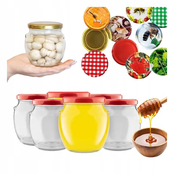 50x Amfora-krukke 520 ml marmelade + låg