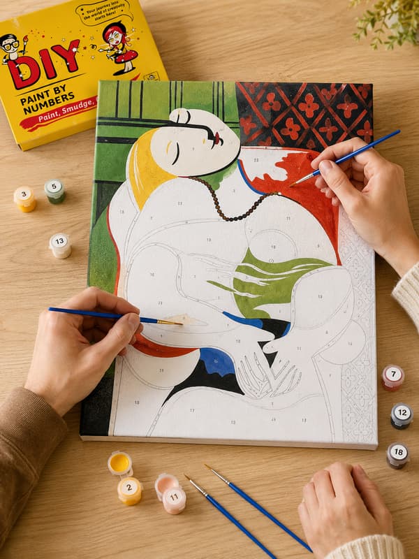 Maleri efter tal med ramme Billeder til maleri - Kvindekubisme 40x50 cm