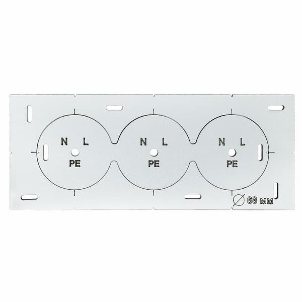SKABELON TIL BORING AF HULLER TIL ELEKTRISKE INSTALLATIONER 3X68mm SENDI NOVA TEMPLATE
