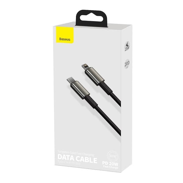 Baseus Tungsten Gold USB-C - Lightning -kaapeli, 20W, 5A, PD, 2m (musta)