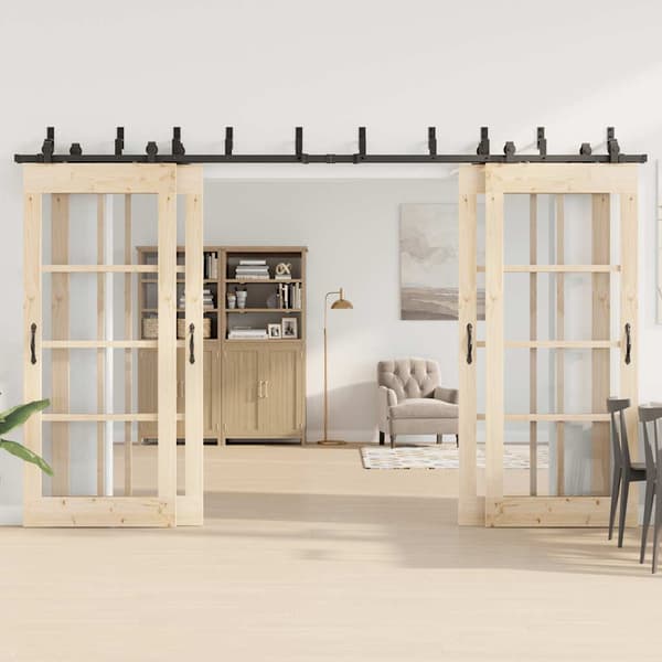 vidaXL Skjutdörrsinstallationssystem, 366 cm, Stål, Svart