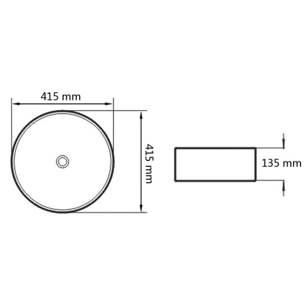 vidaXL keramisk håndvask, rund, 41,5 x 13,5 cm, sort