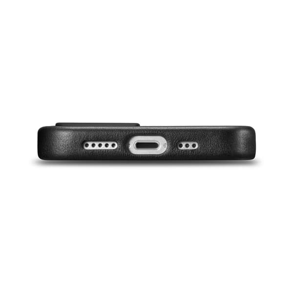 iCarer Case Læderetui i ægte læder til iPhone 14 Plus sort (MagSafe-kompatibel)