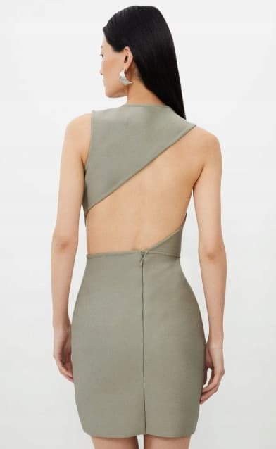 Karen Millen Petite rak klänning khaki mini M