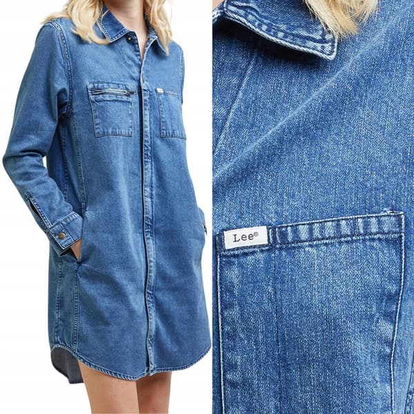 Lee Unionall Dress jeansklänning oversize grå-blå S