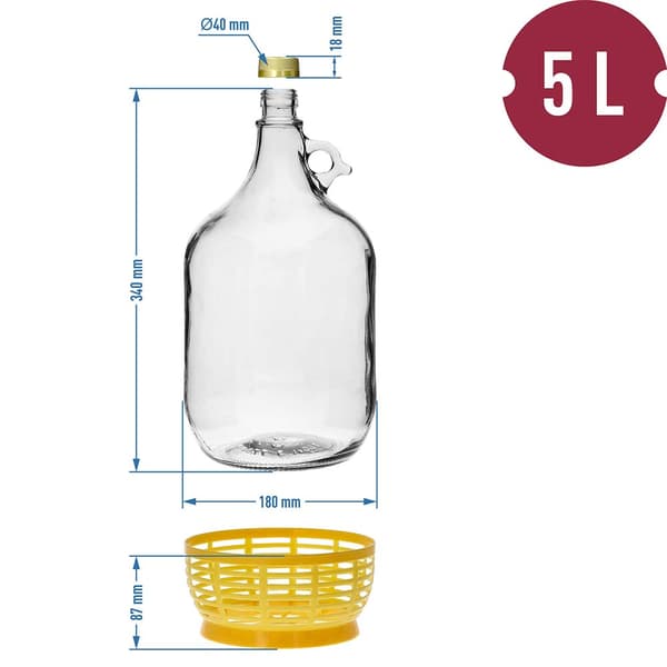 5L vindun med skruelåg og plastikkurv