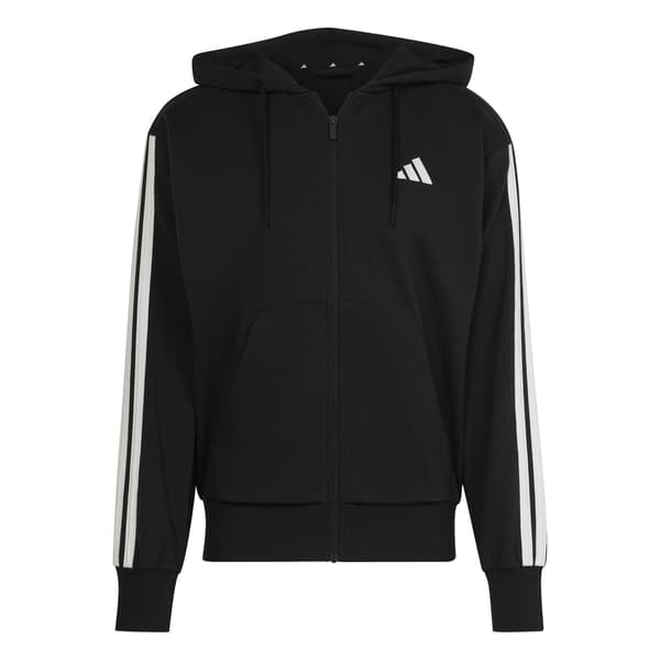 Herre adidas Essentials 3-Stripes hættetrøje sort JD1877 størrelse S