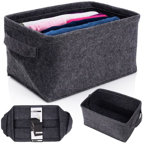 Foldbar filtkurv til opbevaring sort 36x27x20 cm