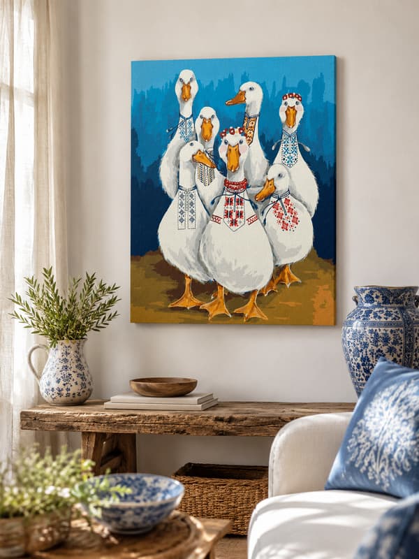 MALING EFTER TAL MED RAMME Billeder til maleri - Goose Parade 40x50 cm