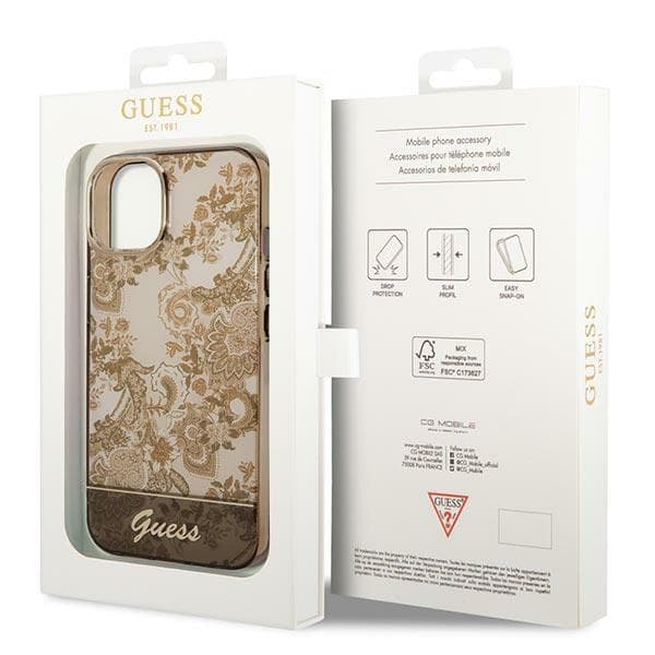 Guess GUHCP14MHGPLHC iPhone 14 Plus / 15 Plus 6,7 ockra hårt skal Porcelain Collection