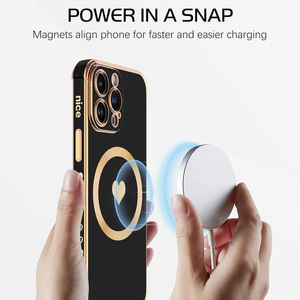 APPLE IPHONE 14 PRO ETUI SORT GULD SILIKONE BAGSIDER MAGSAFE