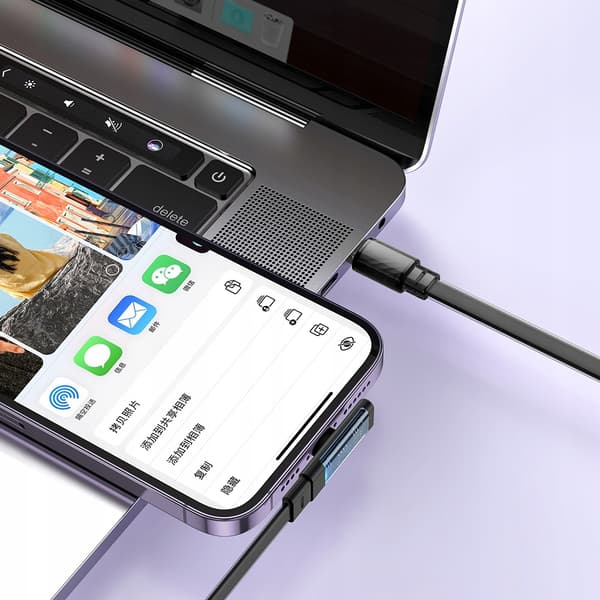 MCDODO Vinklet USB-C Lightning fladkabel 36W til iPhone 12 13 14 sort 1m