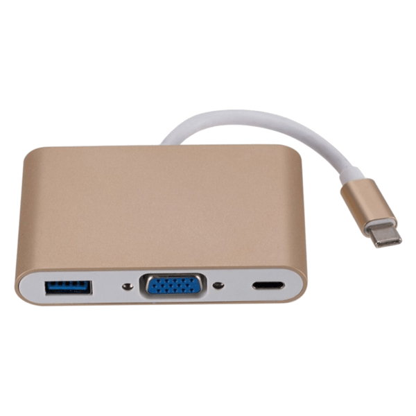 USB 3.1 USB-C til USB 3.0 / VGA / USB-C Hub Guld Adapter Konverter