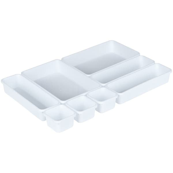Laatikkojärjestely valkoinen modulaarinen 8 kpl