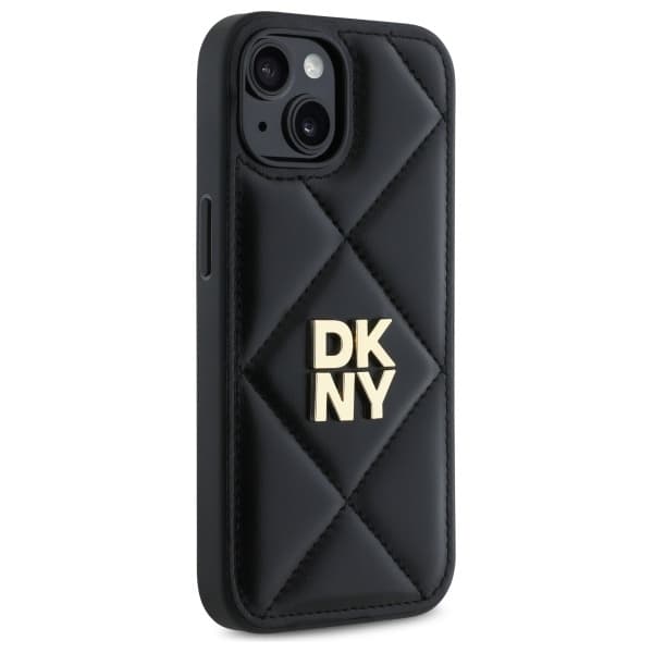 DKNY DKHCP14SPQDSLK iPhone 14 6.1 svart/svart quiltad Stack-logotyp