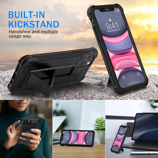 BUMPER ETUI TIL APPLE IPHONE 11 PRO SORT + 2x HÆRDET GLAS A2160