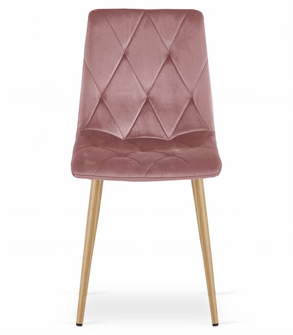 LIBRA stol - rosa sammet / träfärgade ben x 1