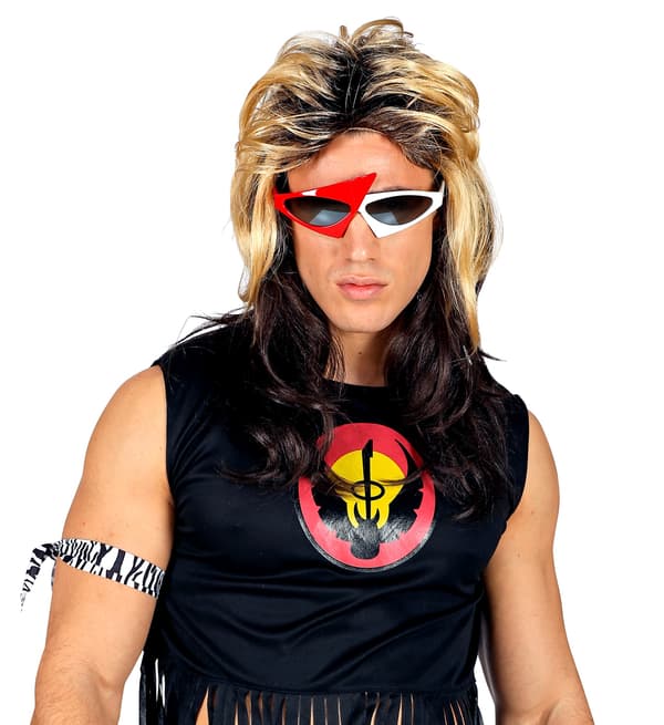 Paryk 70'er 80'er Disco Brun Blond Lang Rock