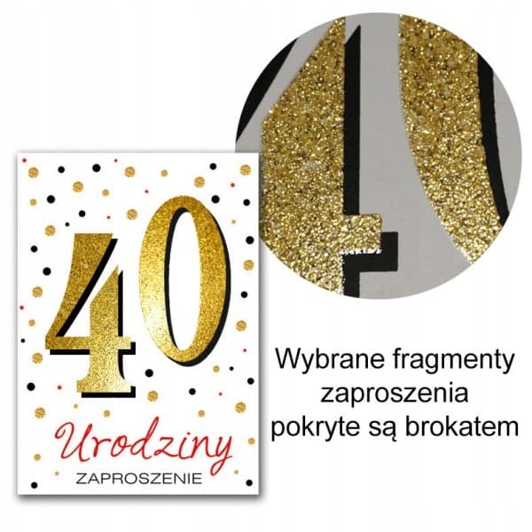 Glitter-kutsukortti 40 vuotta, 1 kpl.