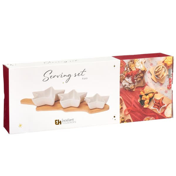 Porslins snackskålar på fat 4 delar